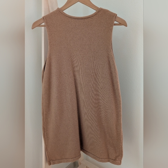Women's Khaki Sleeveless Knit Mini Dress with Pockets, Sz M - Picture 6 of 8